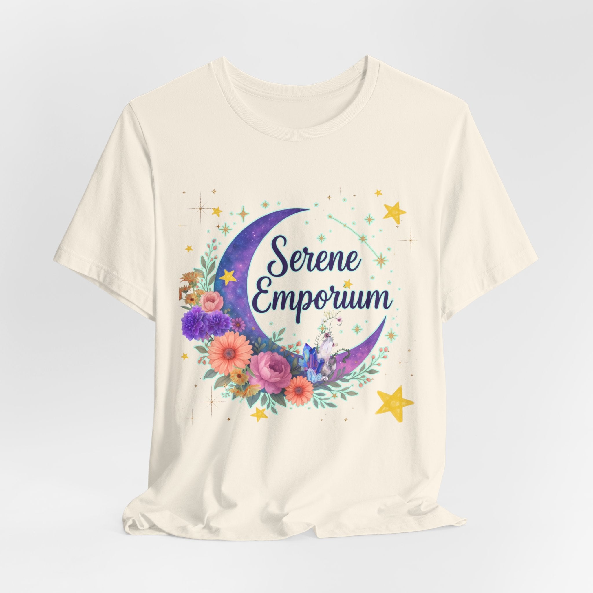 Moon & Floral Tee — "Serene Emporium" Graphic T-Shirt