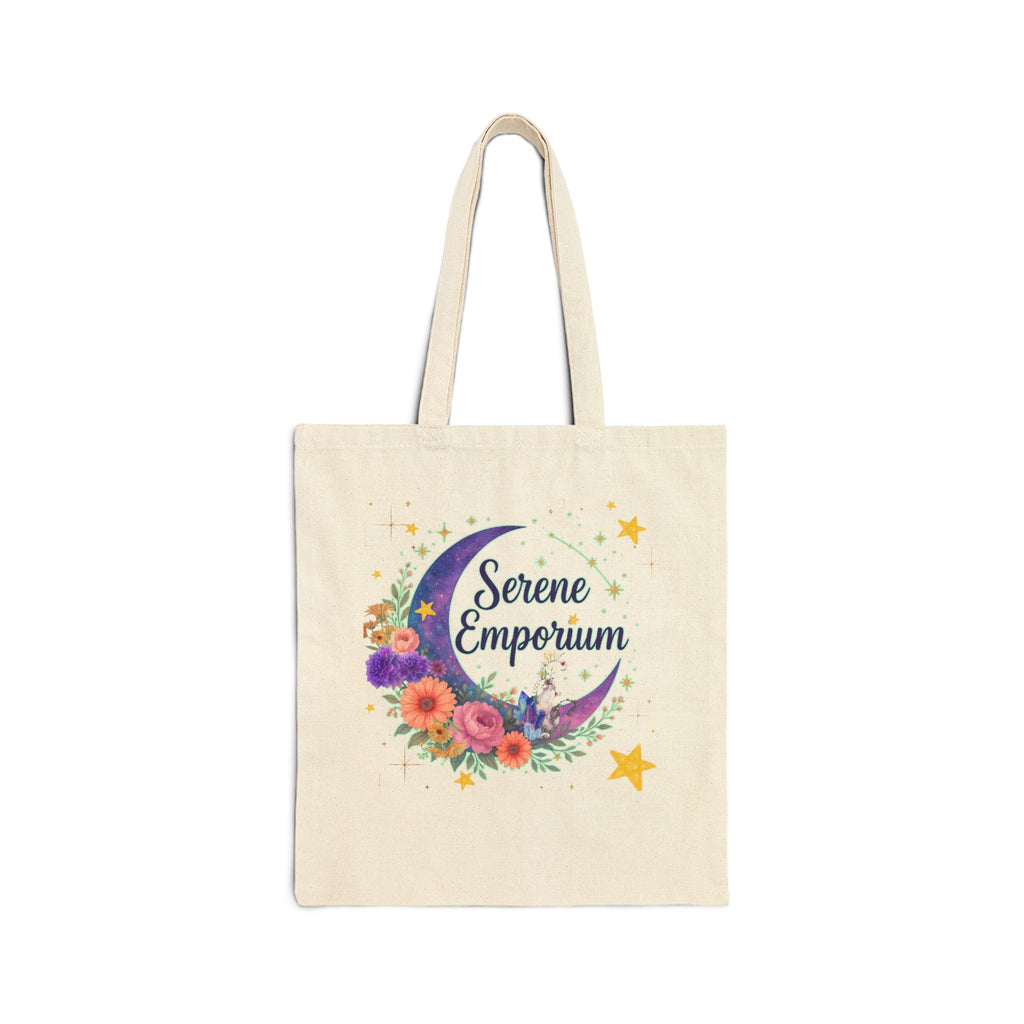 Serene Emporium Floral Moon Canvas Tote Bag