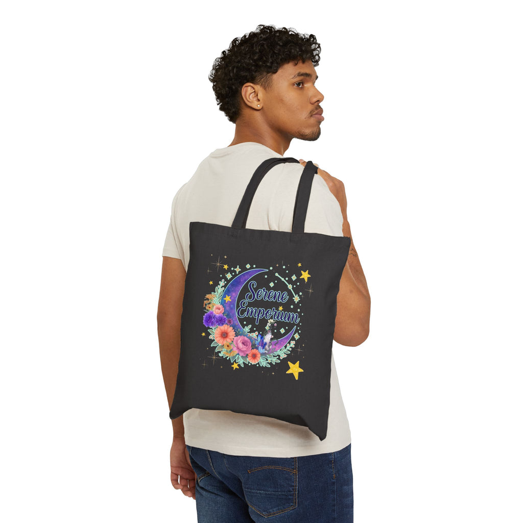 Serene Emporium Floral Moon Canvas Tote Bag
