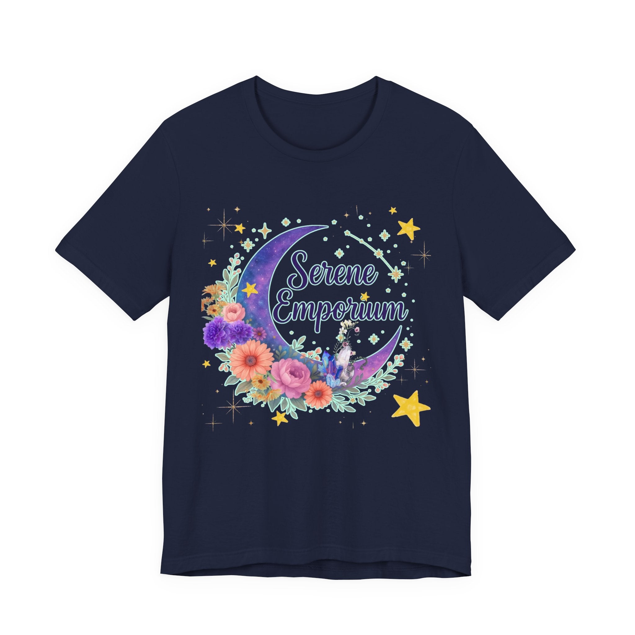 Moon & Floral Tee — "Serene Emporium" Graphic T-Shirt