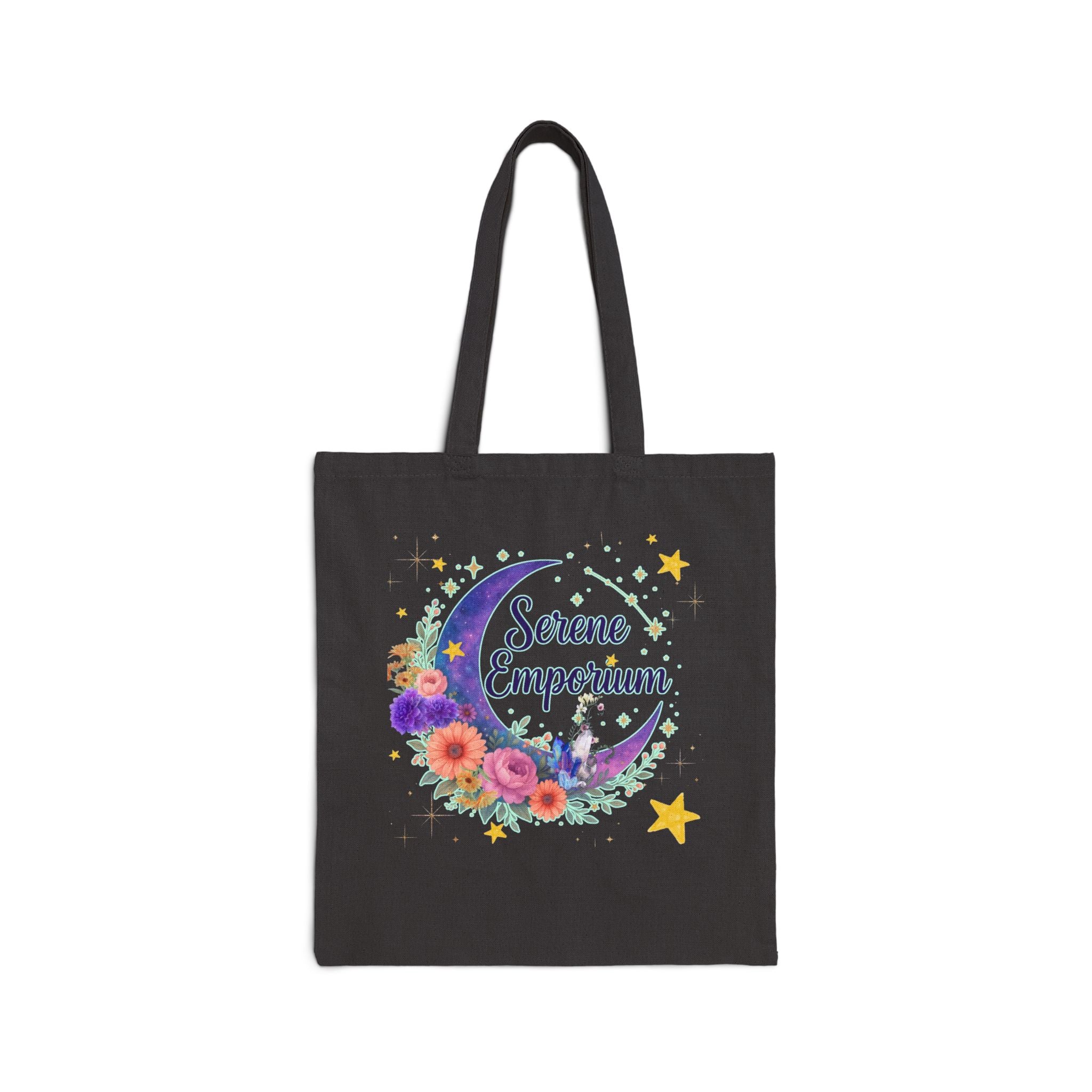 Serene Emporium Floral Moon Canvas Tote Bag