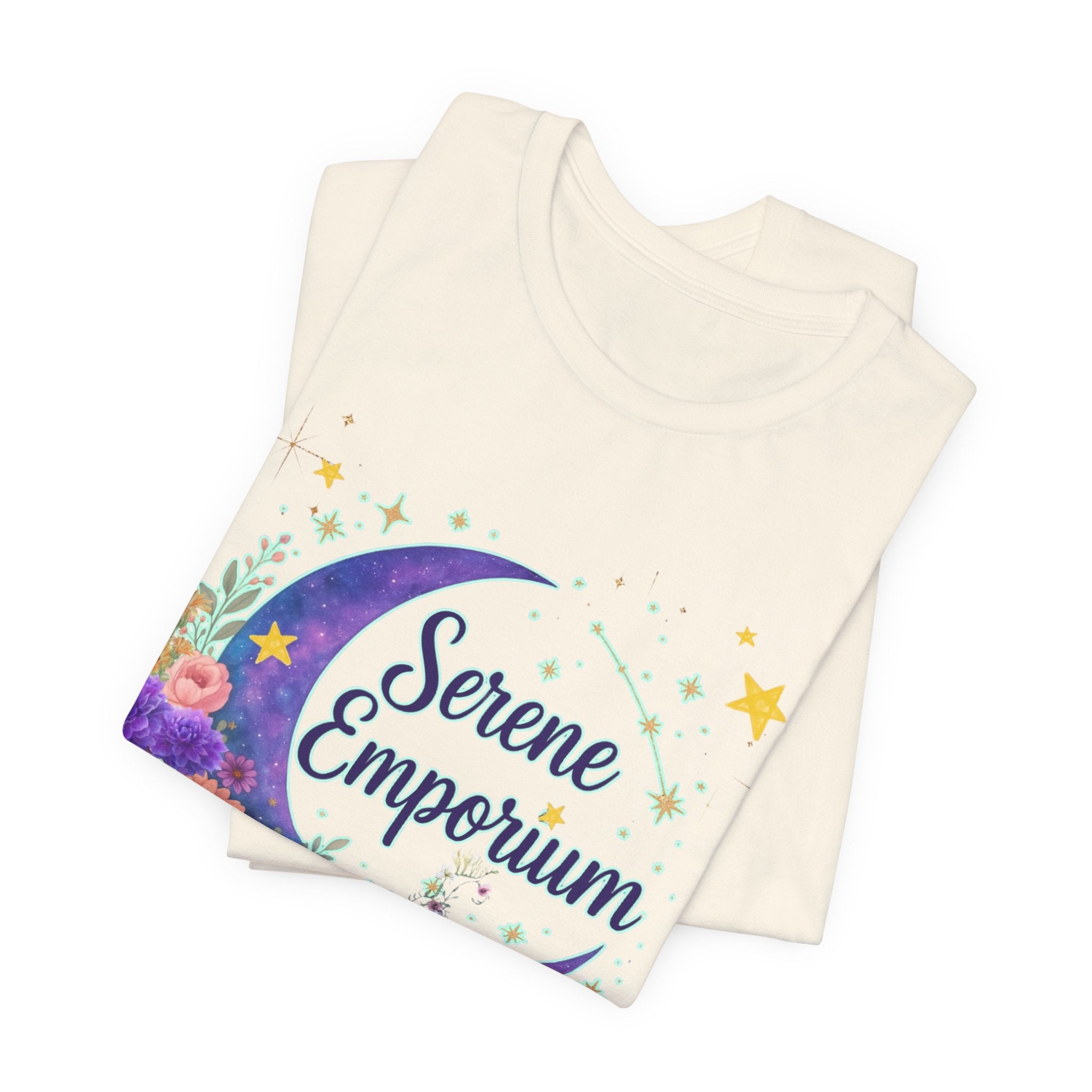 Moon & Floral Tee — "Serene Emporium" Graphic T-Shirt