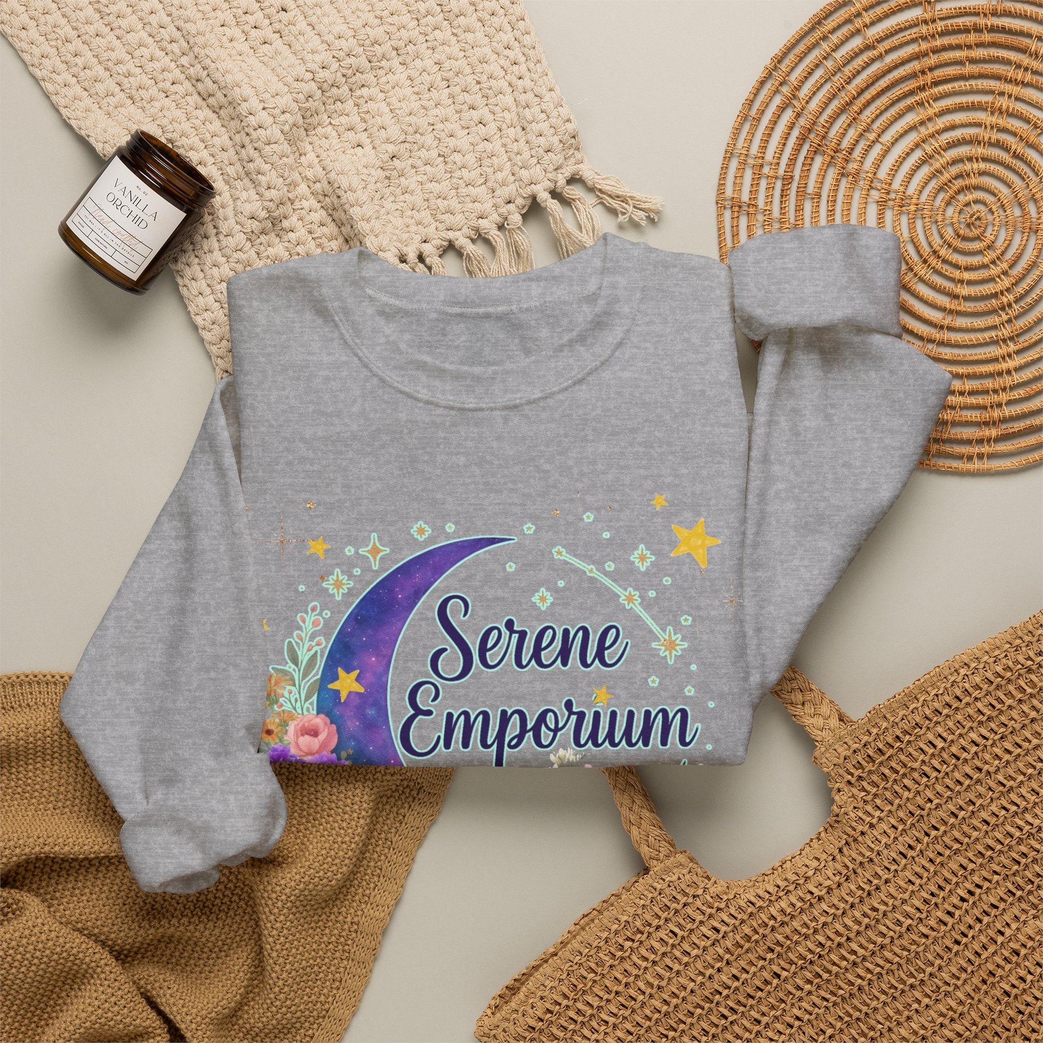 Serene Emporium Floral Moon Crewneck Sweatshirt