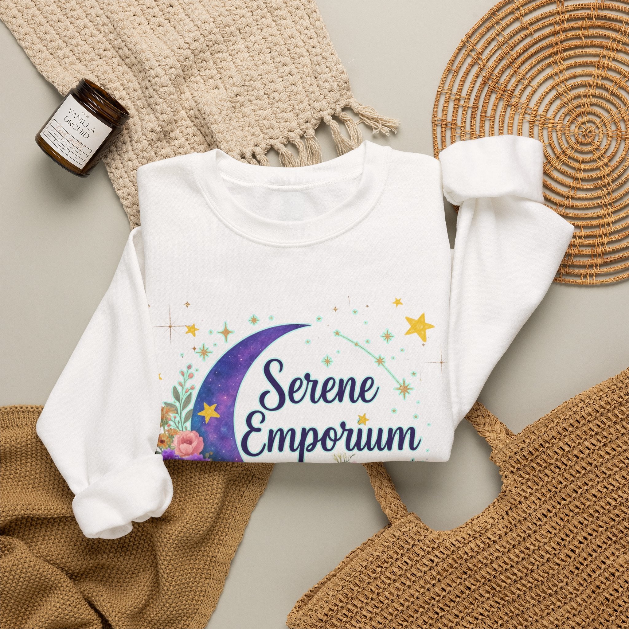Serene Emporium Floral Moon Crewneck Sweatshirt