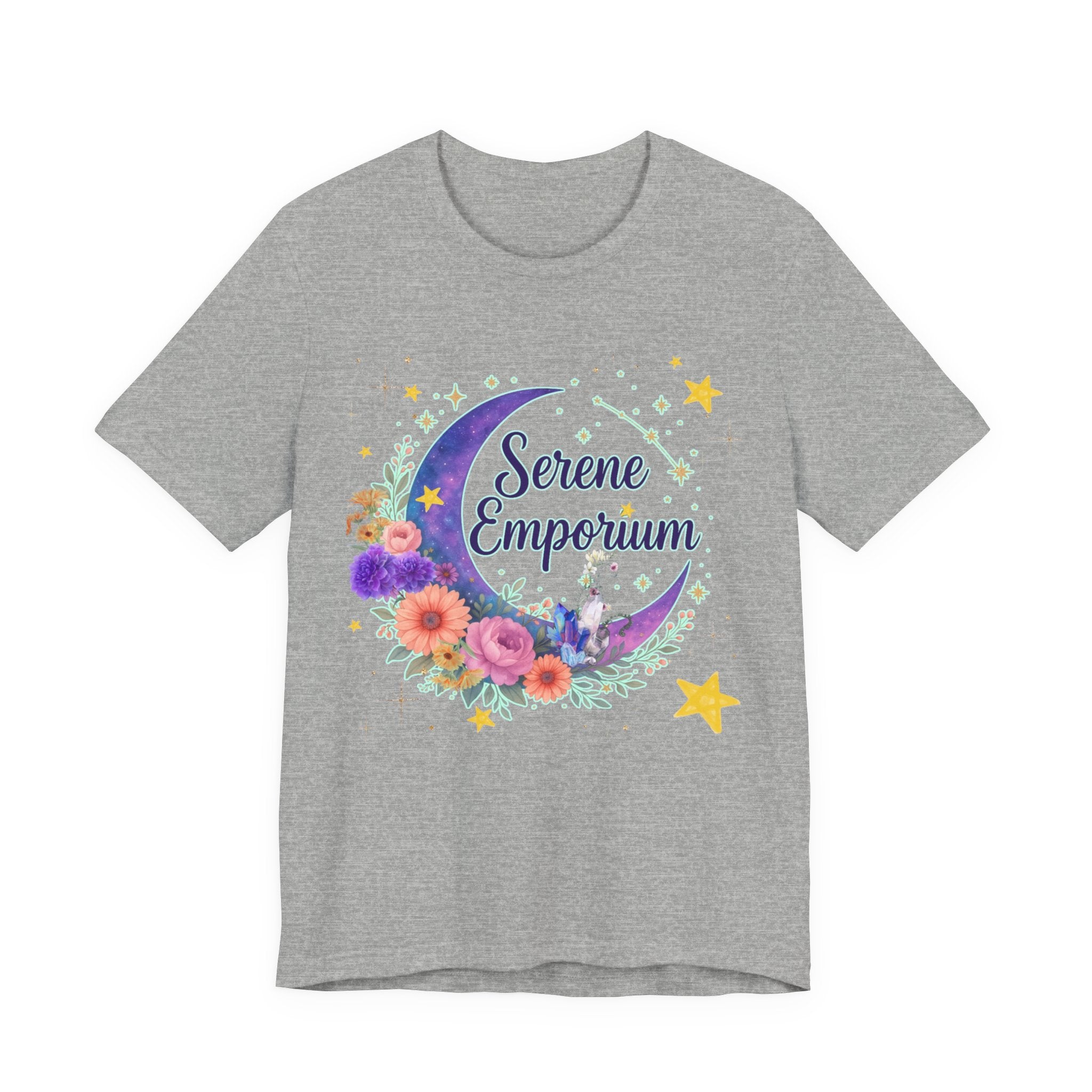 Moon & Floral Tee — "Serene Emporium" Graphic T-Shirt