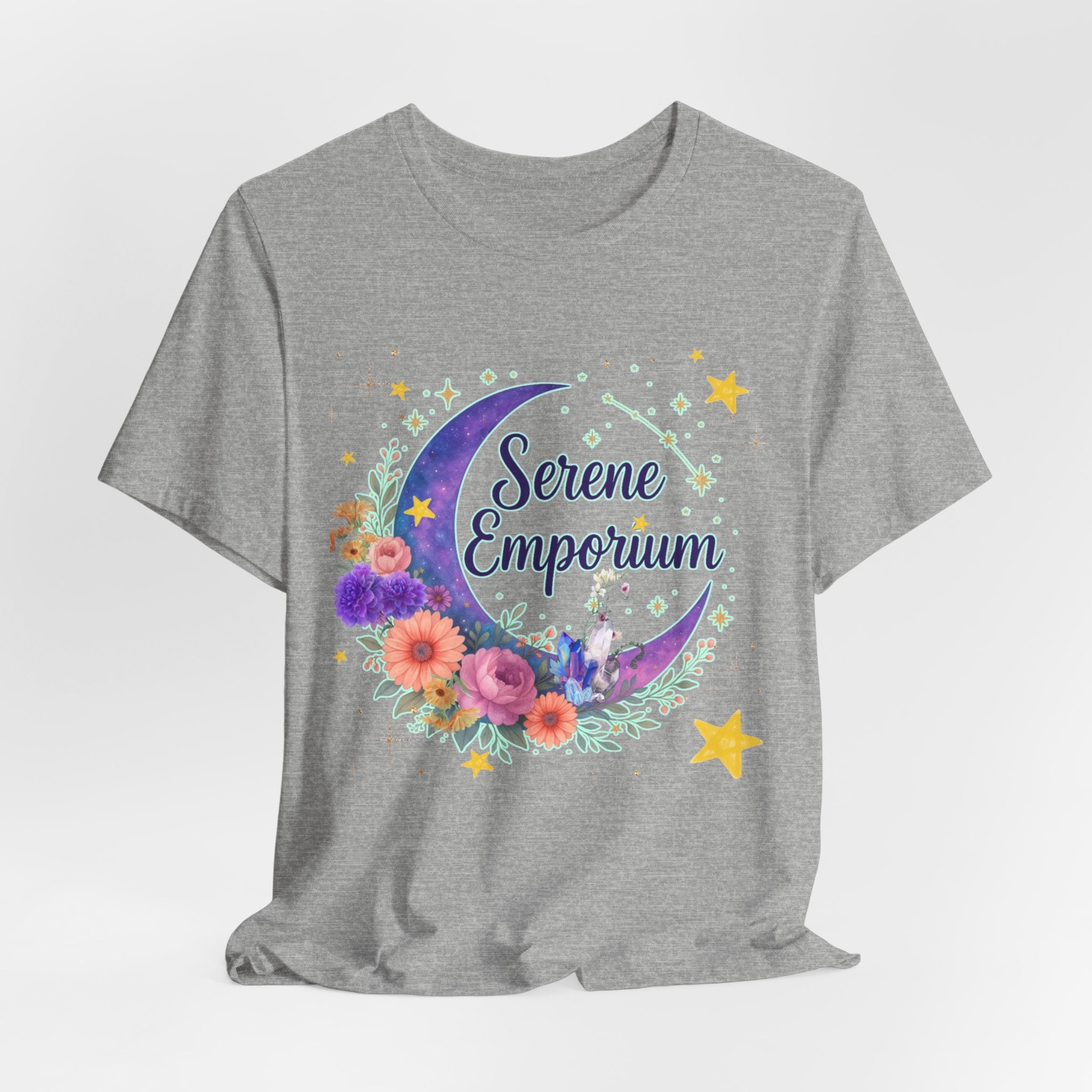 Moon & Floral Tee — "Serene Emporium" Graphic T-Shirt