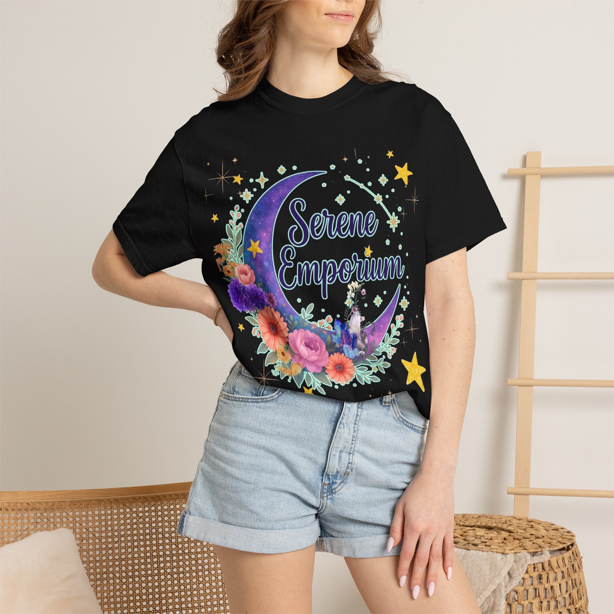 Serene Emporium Floral Moon T-Shirt