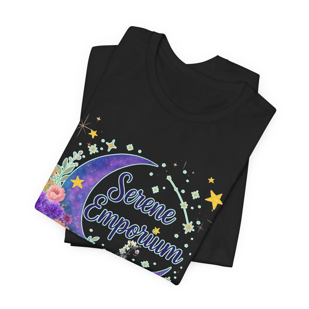 Moon & Floral Tee — "Serene Emporium" Graphic T-Shirt
