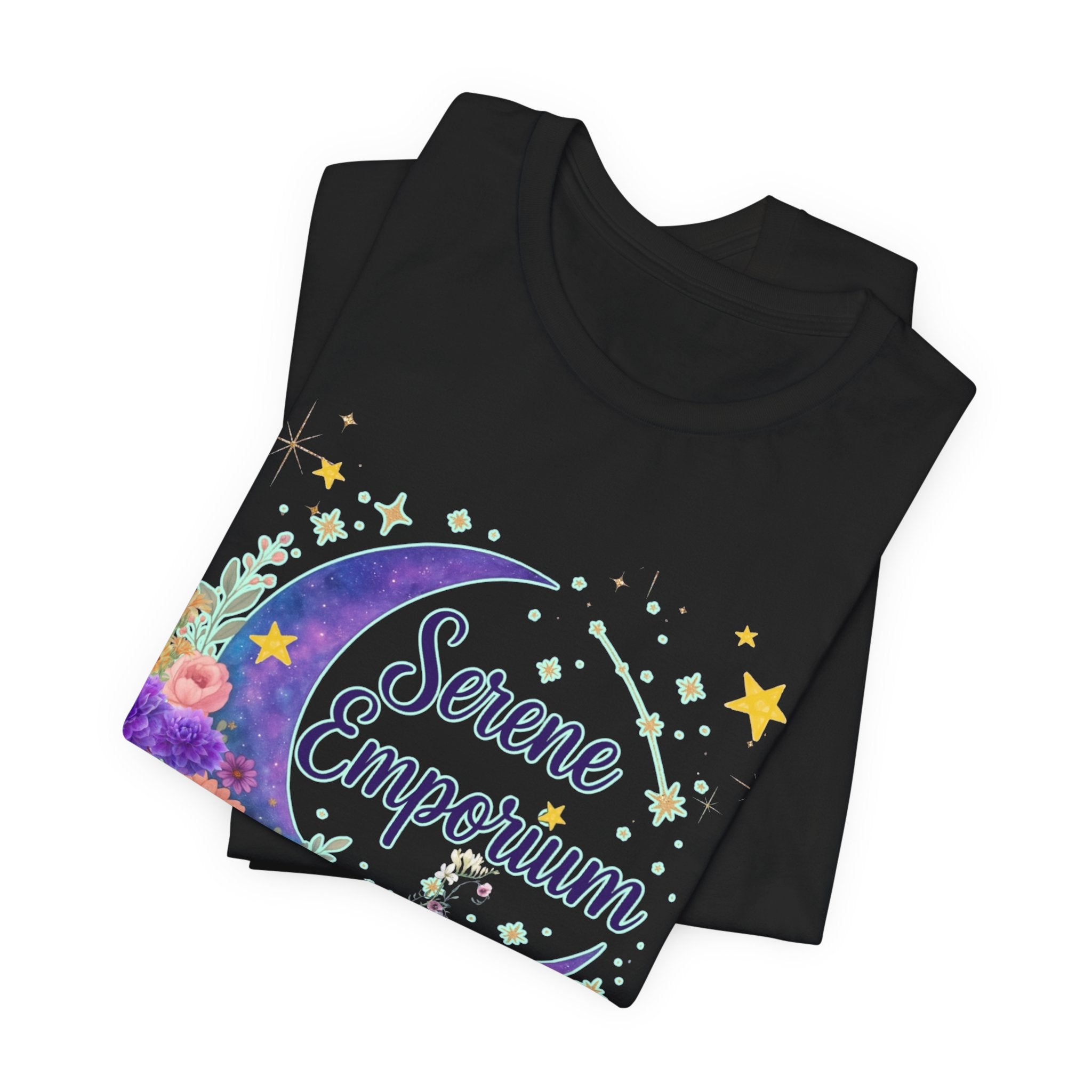 Moon & Floral Tee — "Serene Emporium" Graphic T-Shirt