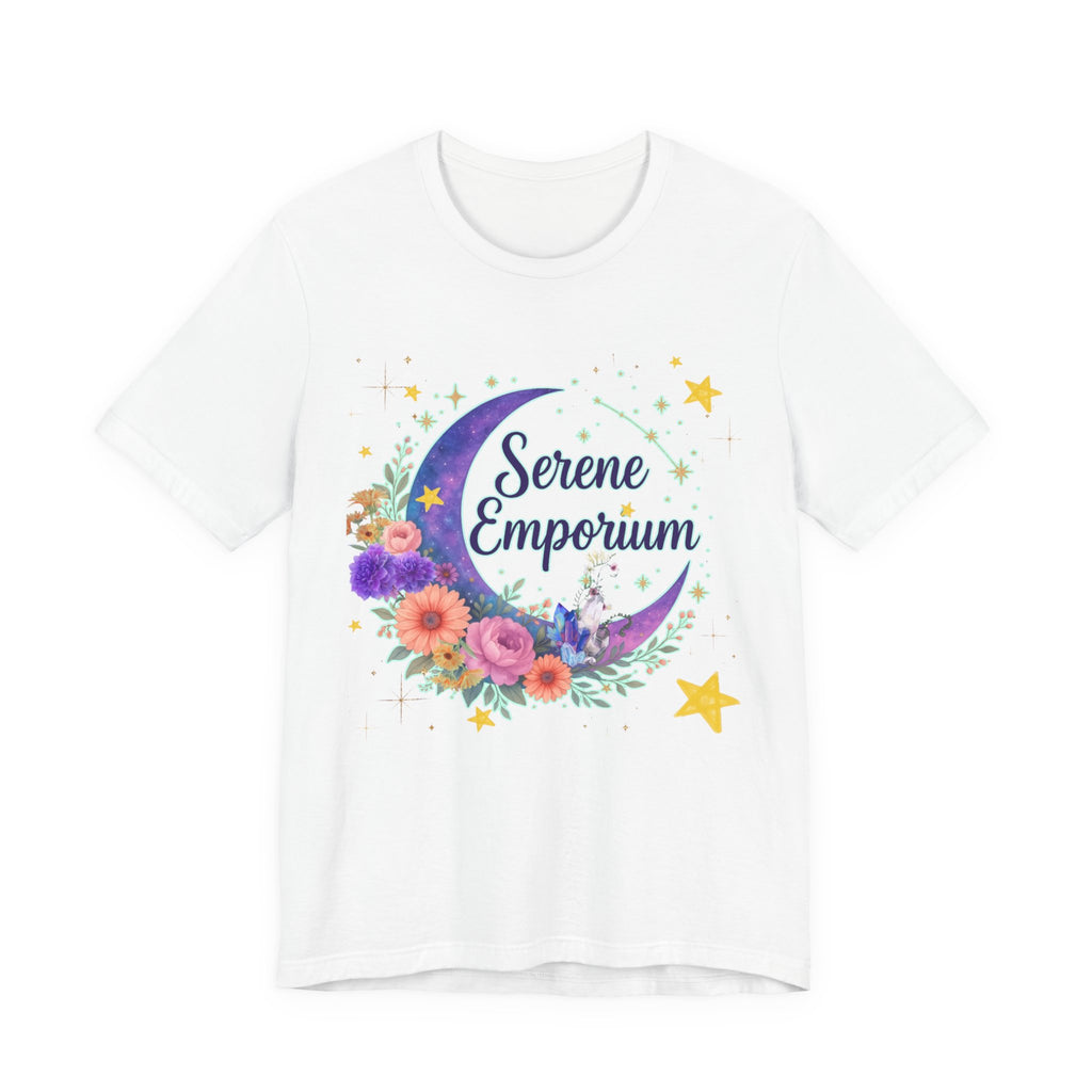 Moon & Floral Tee — "Serene Emporium" Graphic T-Shirt