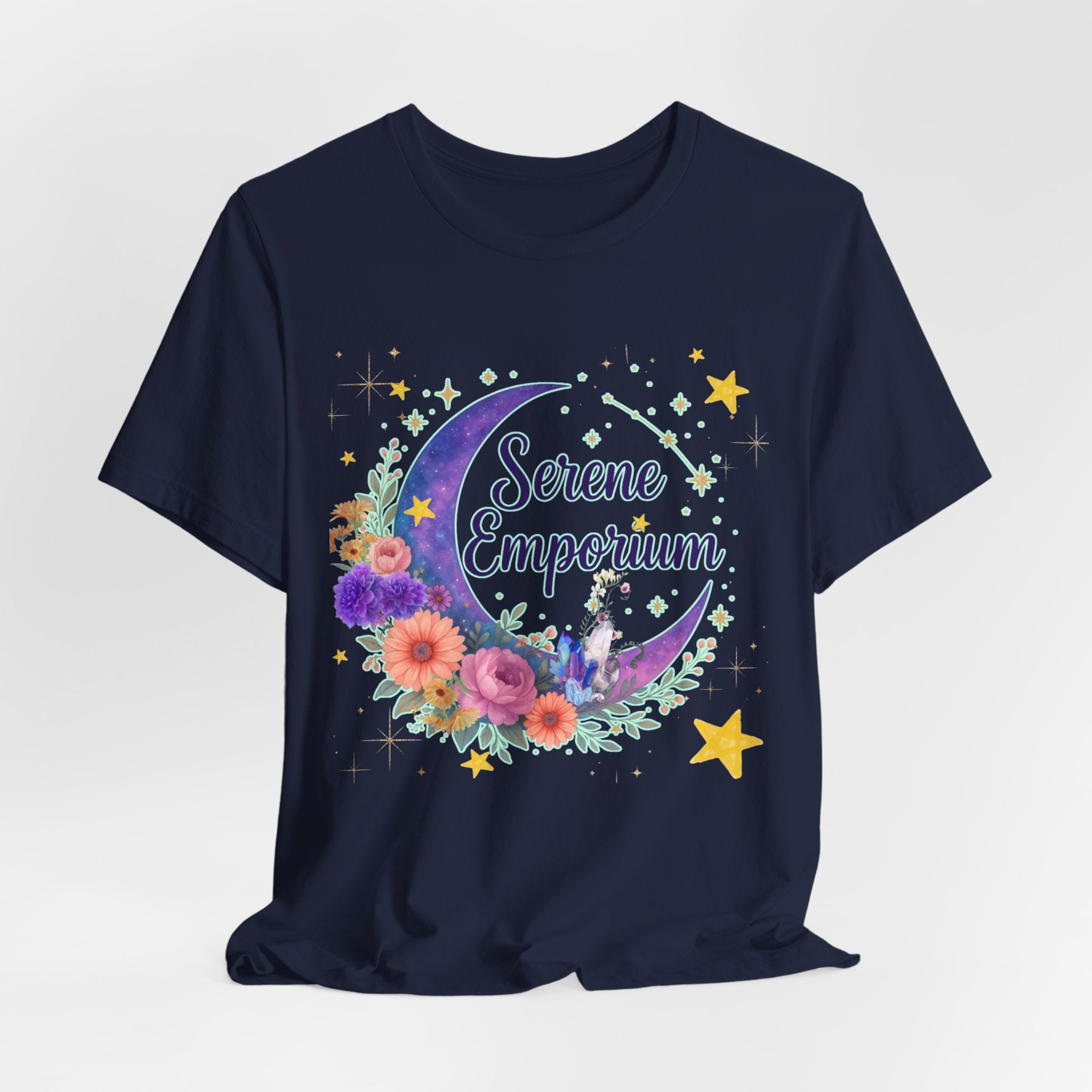 Moon & Floral Tee — "Serene Emporium" Graphic T-Shirt