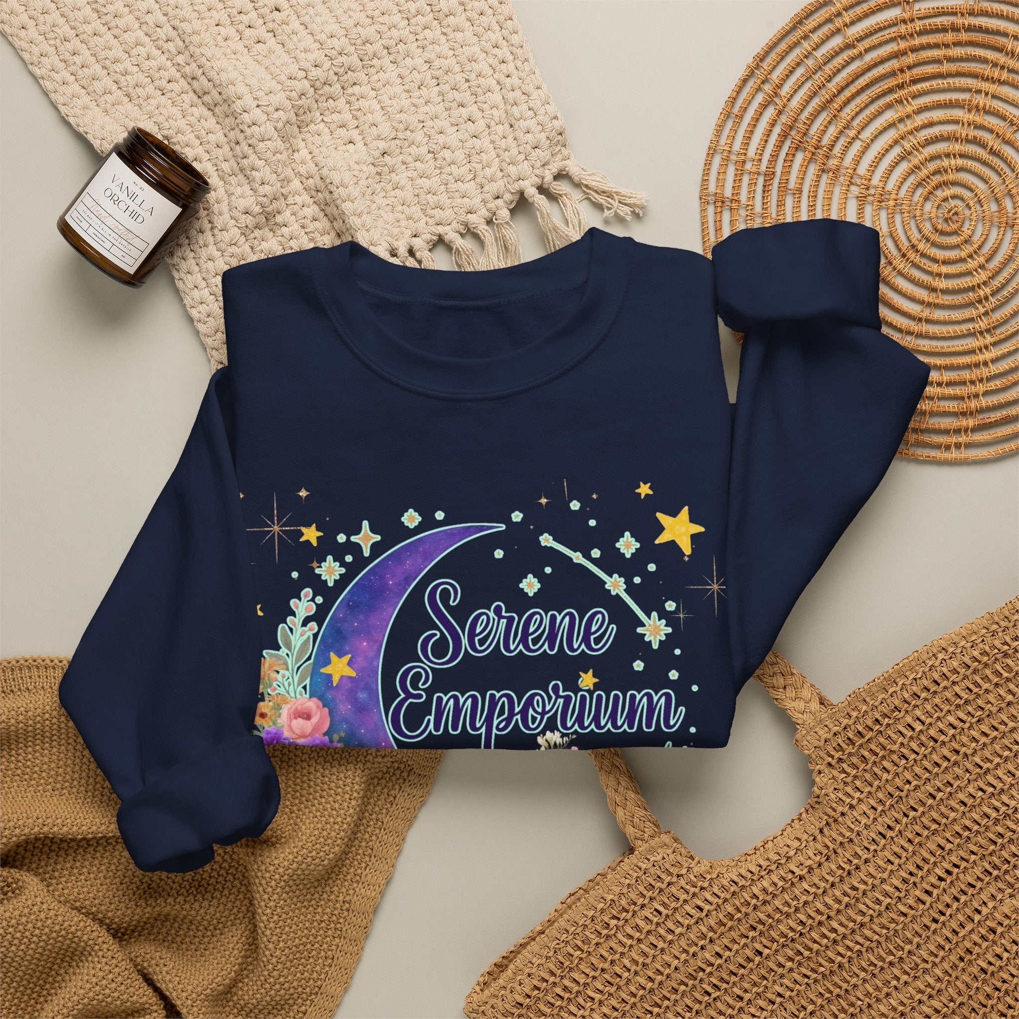 Serene Emporium Floral Moon Crewneck Sweatshirt
