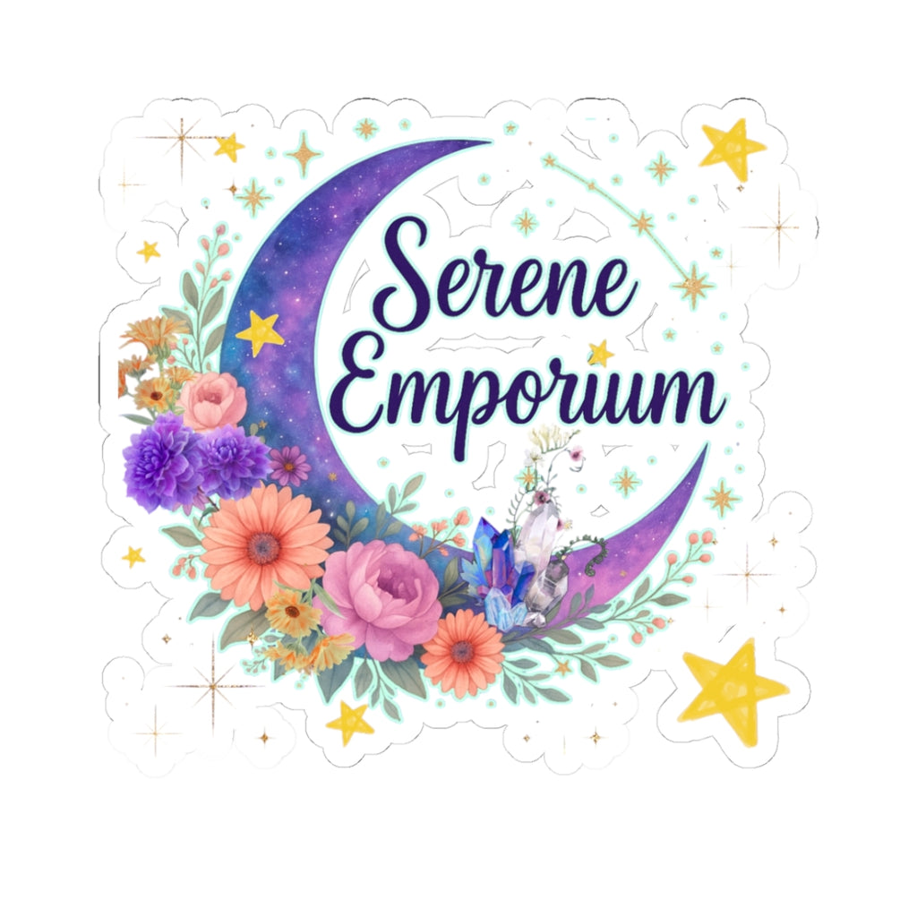 Serene Emporium Floral Moon Kiss-Cut Sticker