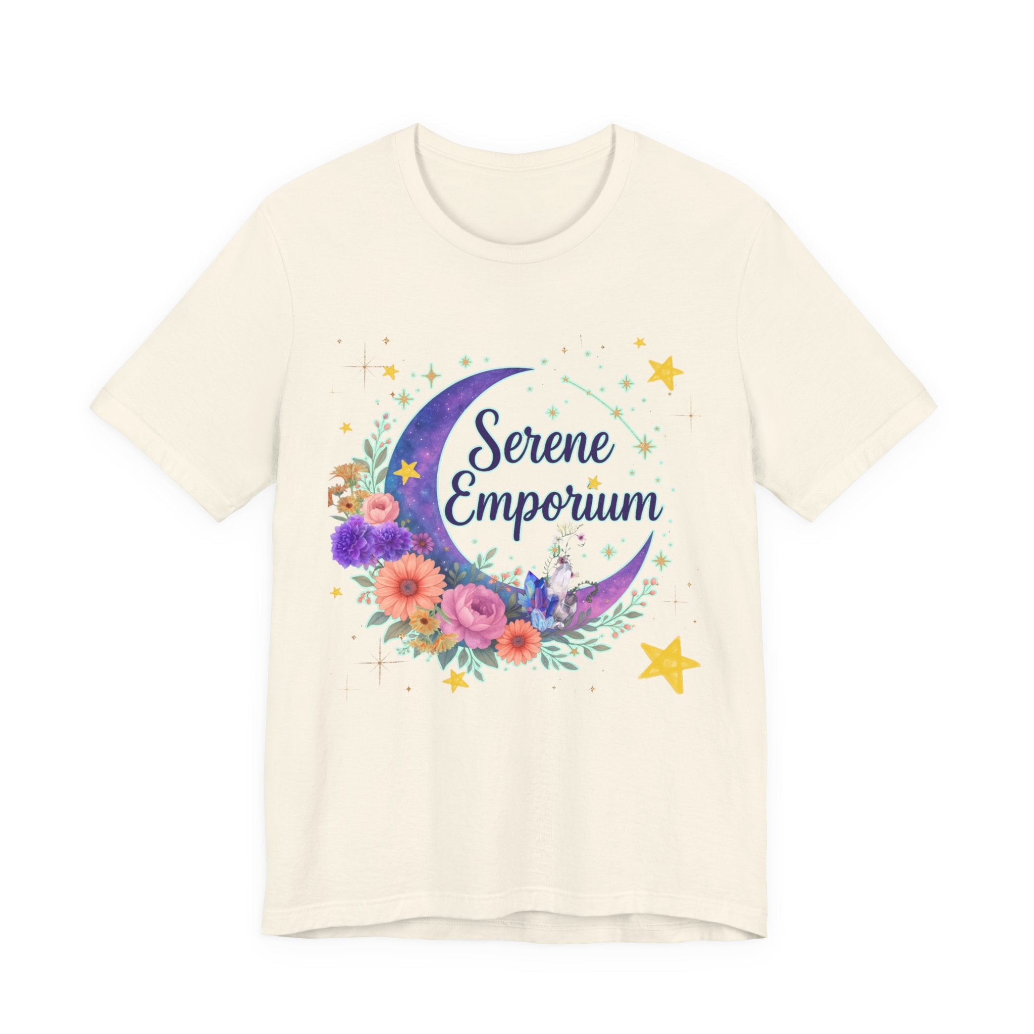 Moon & Floral Tee — "Serene Emporium" Graphic T-Shirt
