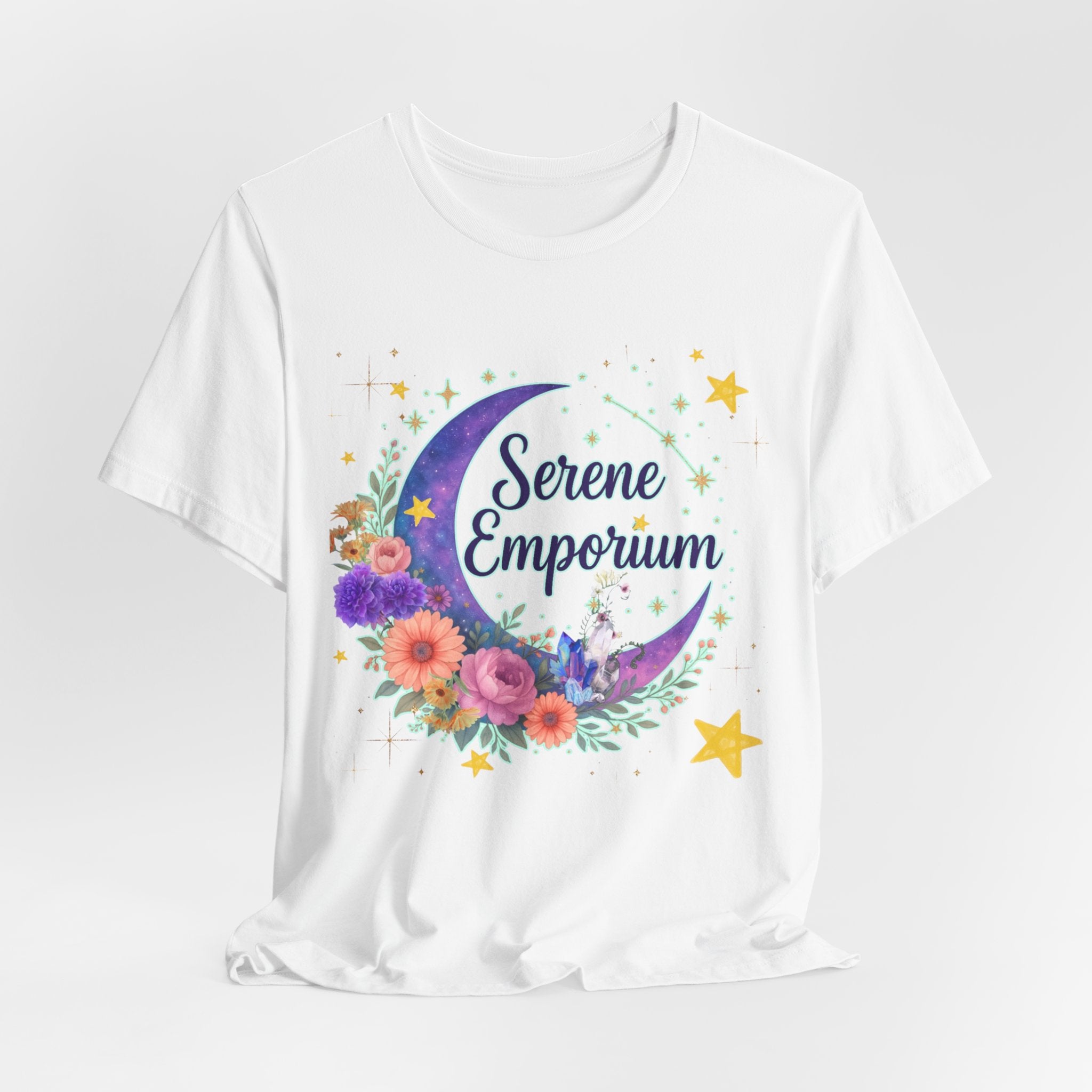 Moon & Floral Tee — "Serene Emporium" Graphic T-Shirt
